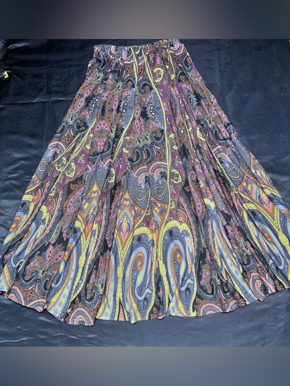 #B-29 Multicolor Paisley Maxi Skirt with Elastic Waist- Sz XL